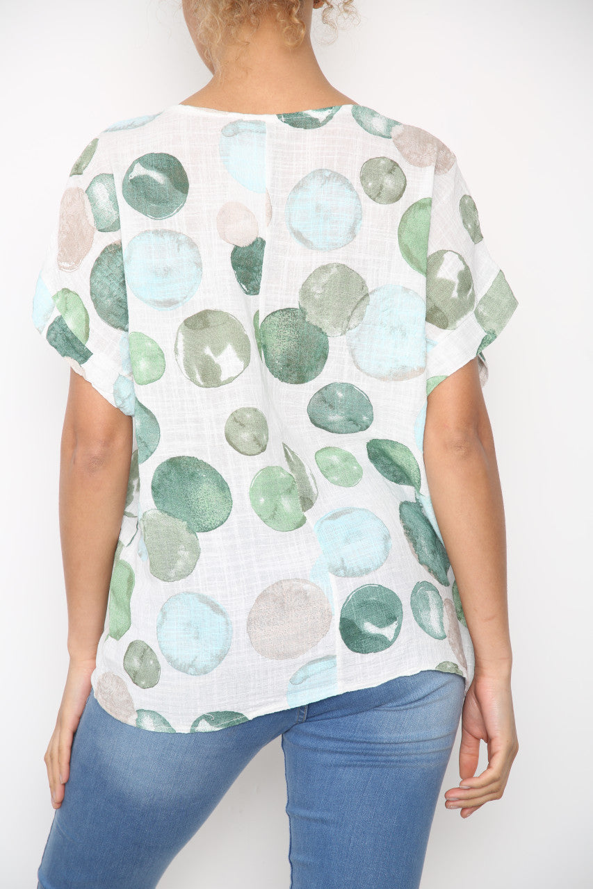 Dames Bubbles Cirkels Print Top Wit