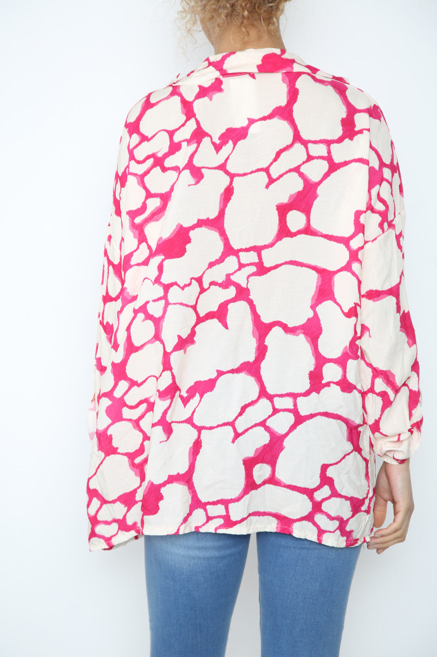 Ladies Giraffe Print Shirt Cerise