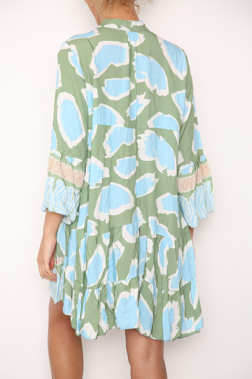 Ladies Animal Print Shirt Dress Khaki