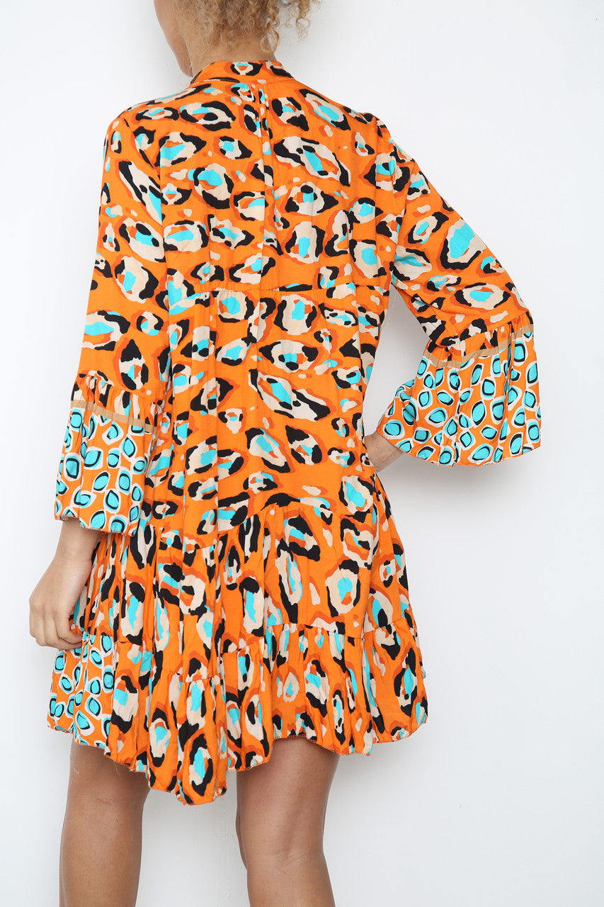 Dames Blousejurk met Luipaardprint Oranje