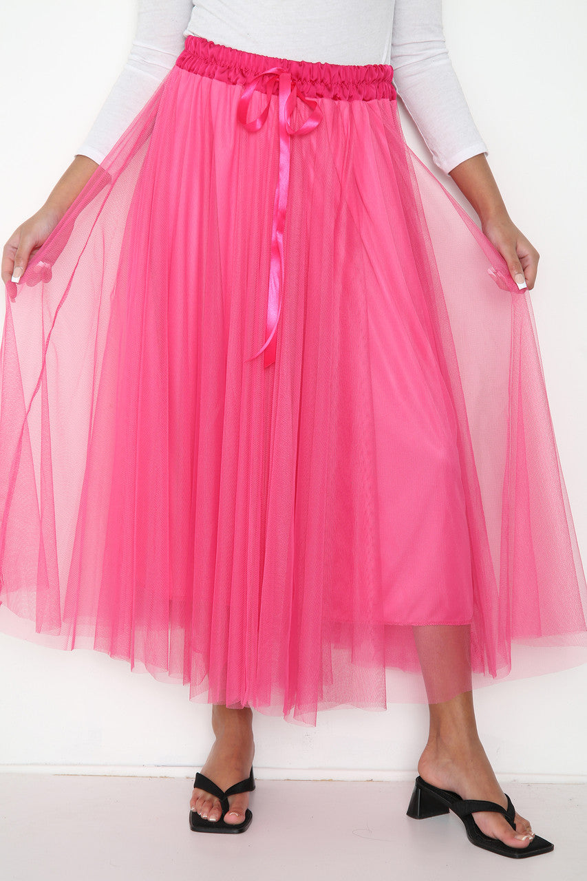 Ladies Skater Skirt Cerise