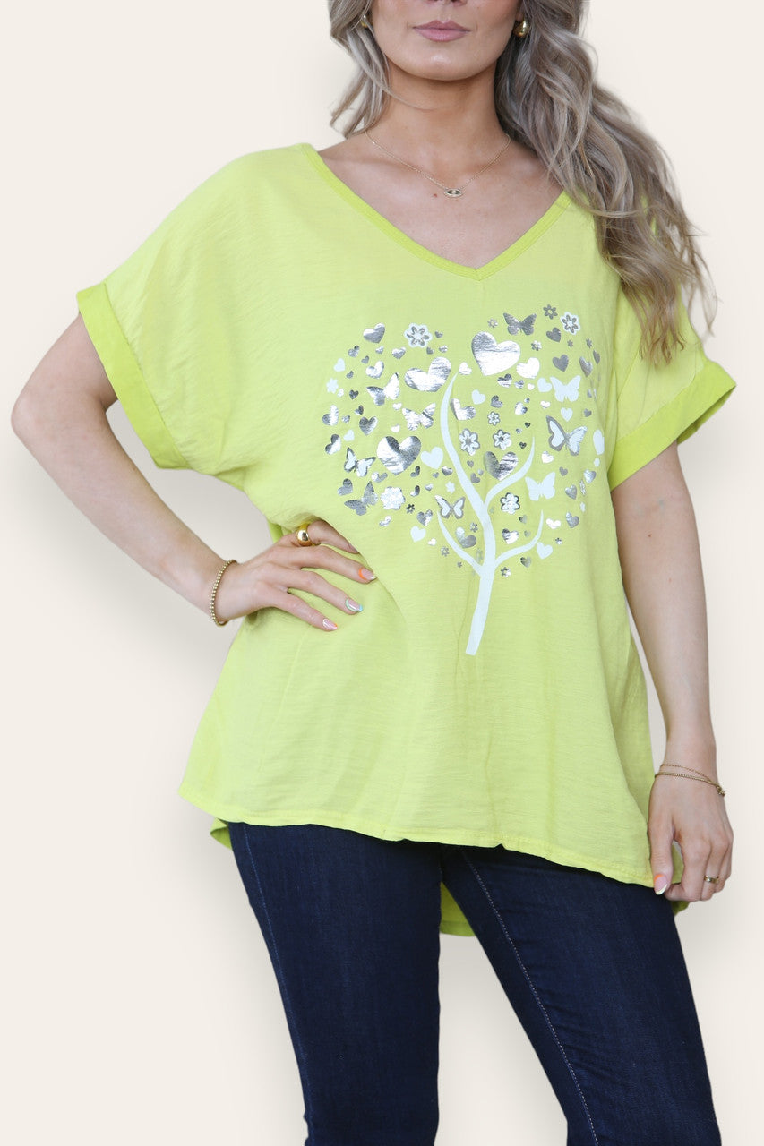FOLIE VLINDER HART BOOM GRAFISCHE TOP LIMOEN