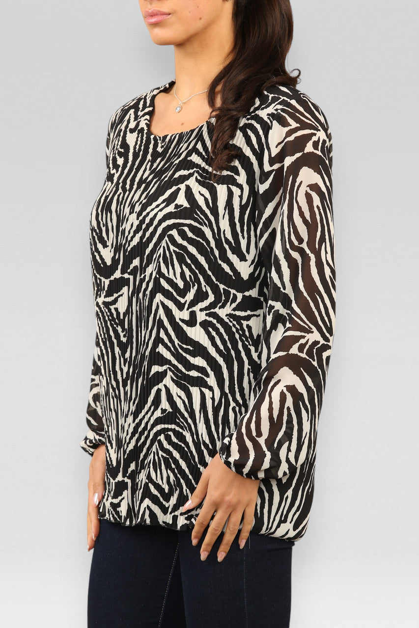 GEPLOOIDE BLOUSE MET ZEBRA PRINT