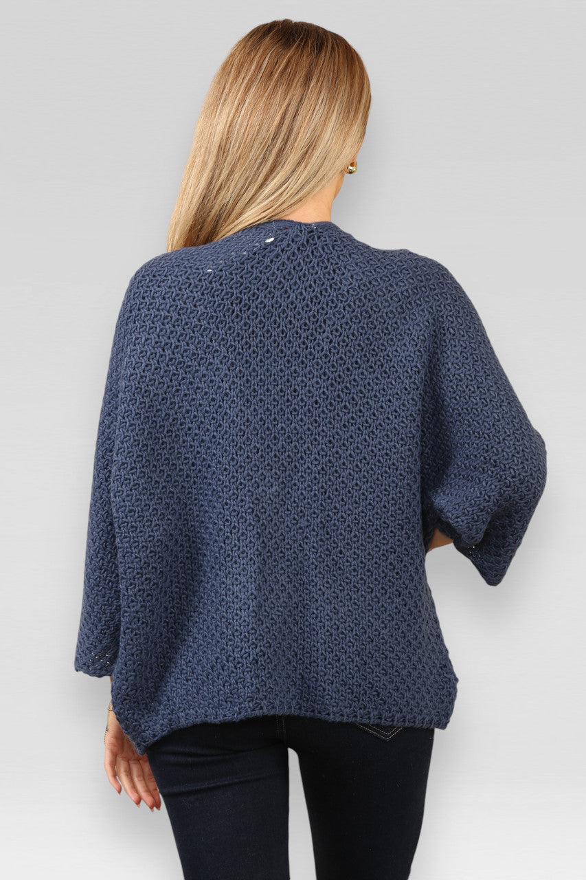 GEBREID VLEERMUISMOUW VEST DENIM