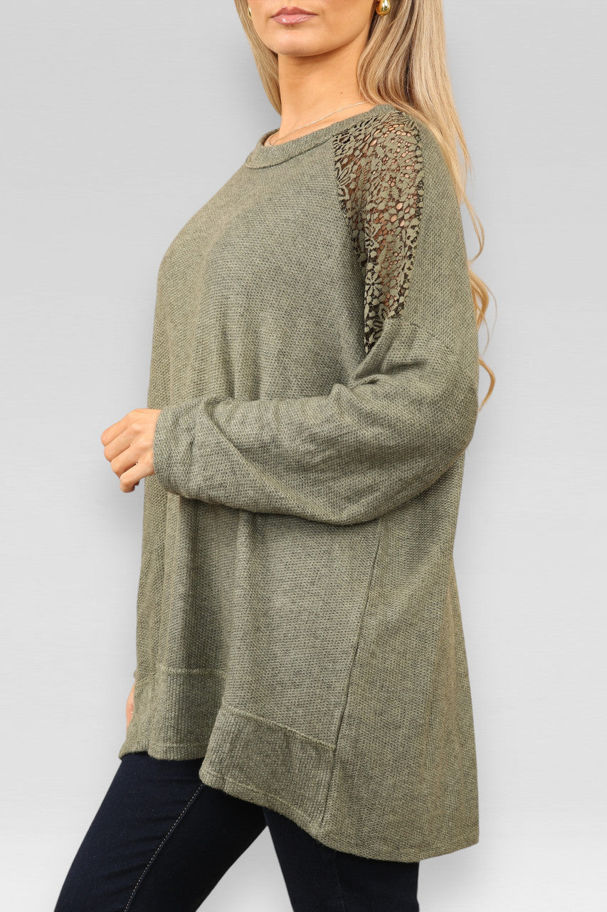 TRUI MET BURNOUT KANTEN SCHOUDERDETAILS KHAKI
