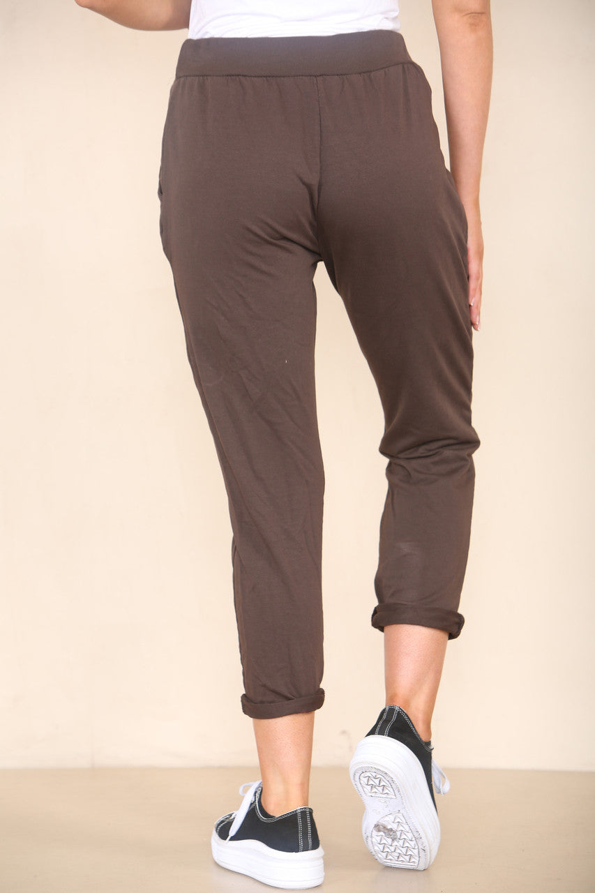 PLAIN JOGGING PANTS CHOCOLATE BROWN