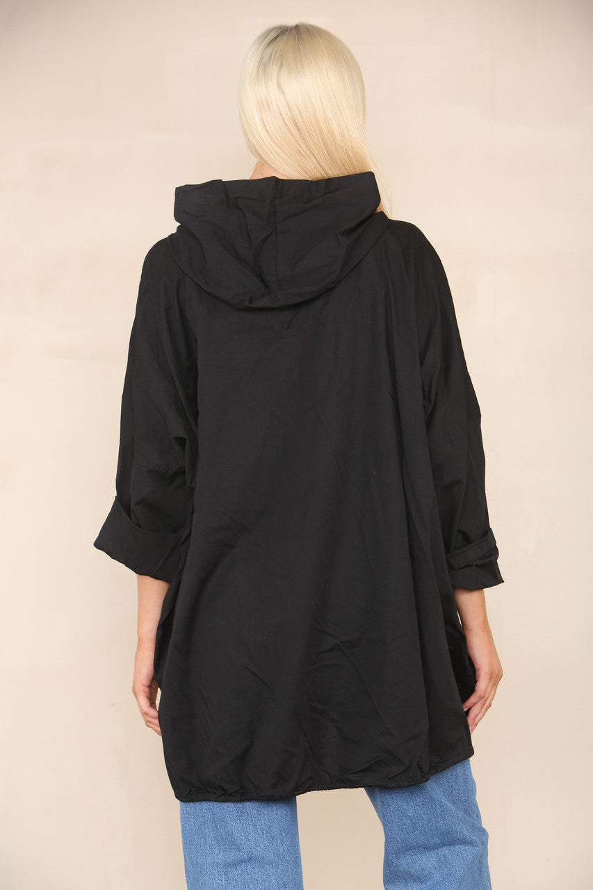 ZIP UP HOODED JACKET BLACK