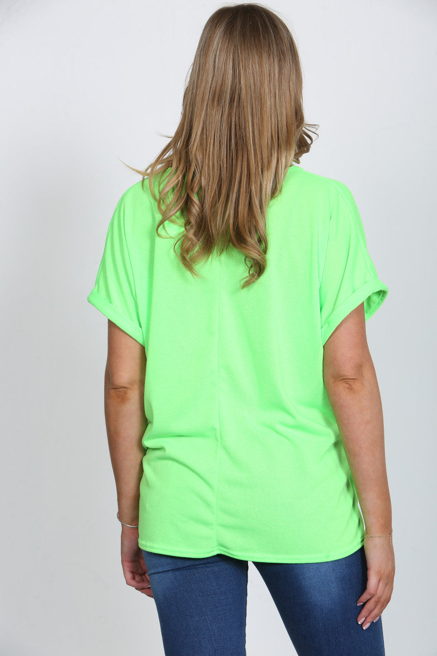 Ladies Plain T-Shirt Top Lime