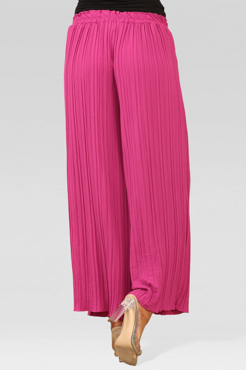 WIJDE PLISSÉBROEK MET ELASTISCHE TAILLE MAGENTA