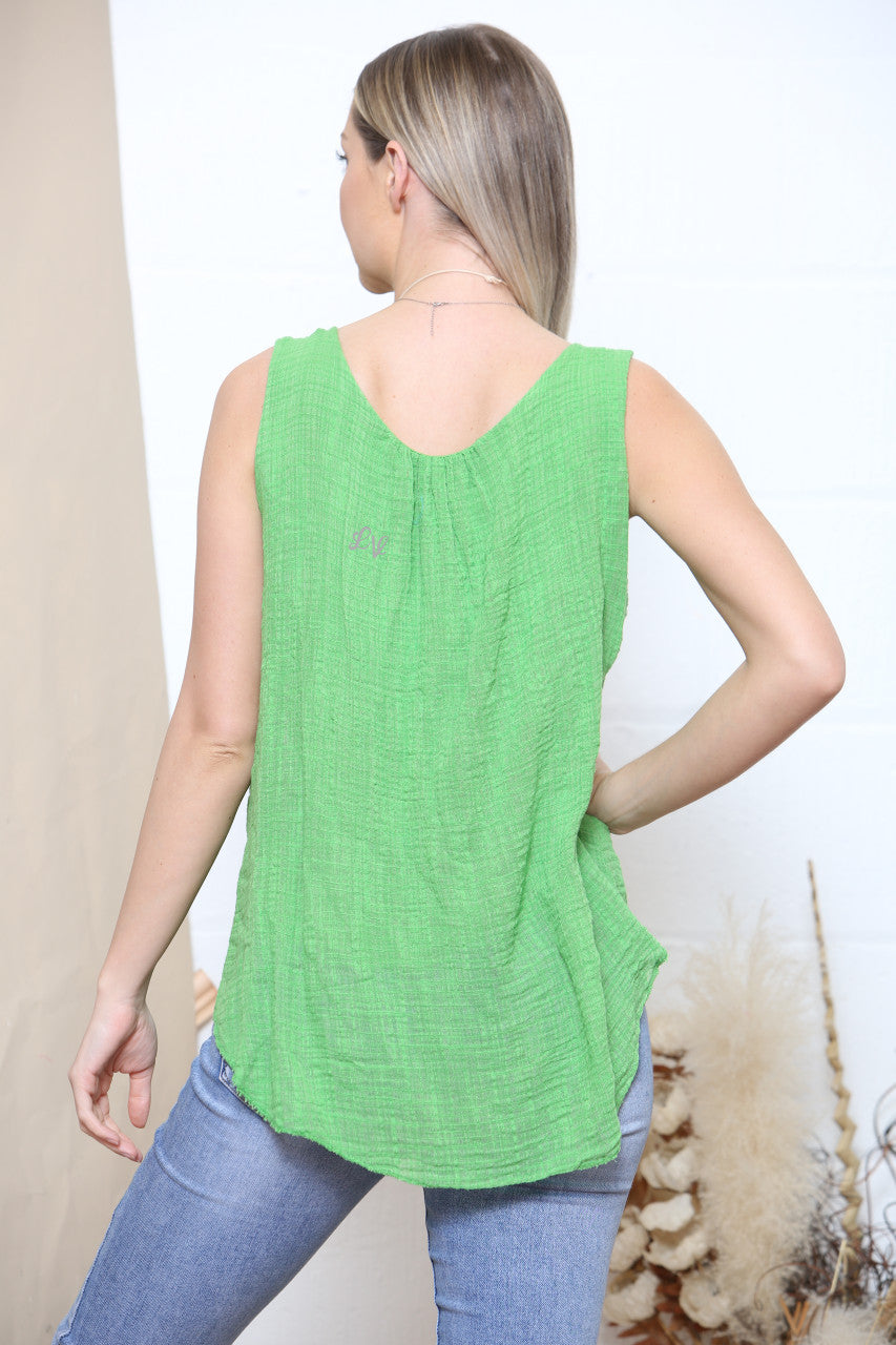 Dames Mouwloos Topje Met Halsketting Groen