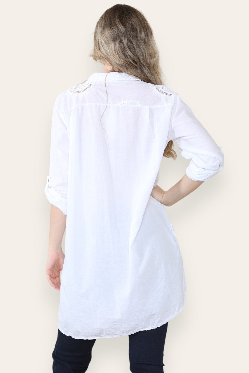 PAISLEY ANGLAISE BORDUURWERK PATROON SHIRT TUNIEK TOP WIT