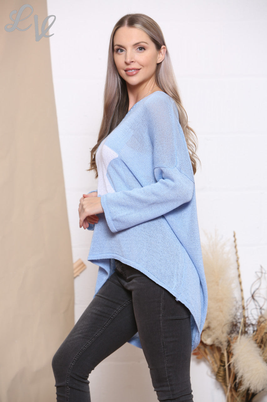 Dames Ster Voorkant Gebreide Trui Top Denim