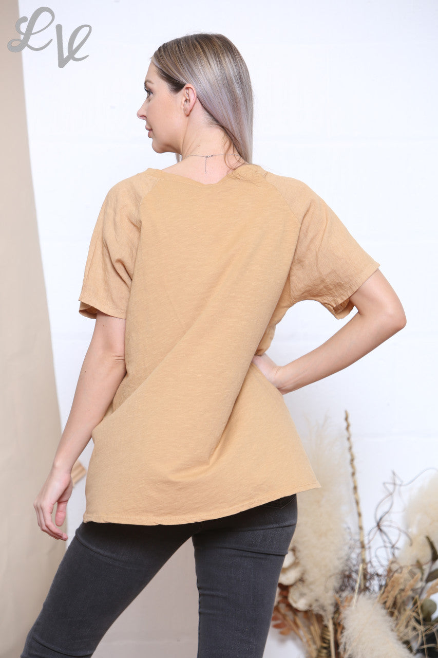 Dames Mesh Top met Pailletten Sterretjes in Tan