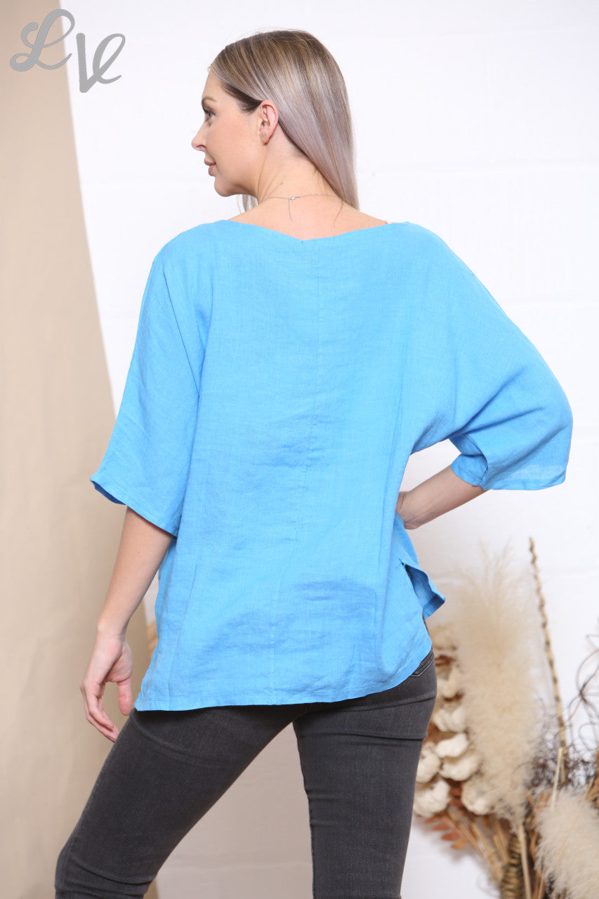 Dames Mesh Pailletten Sterren Top Turkoois