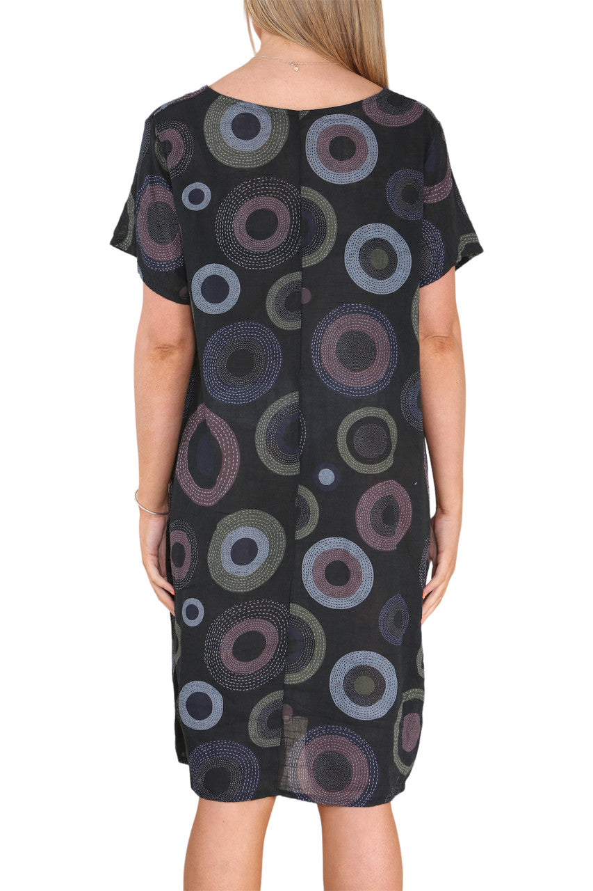 Ladies Circle Tuniekjurk met Printmix Zwart