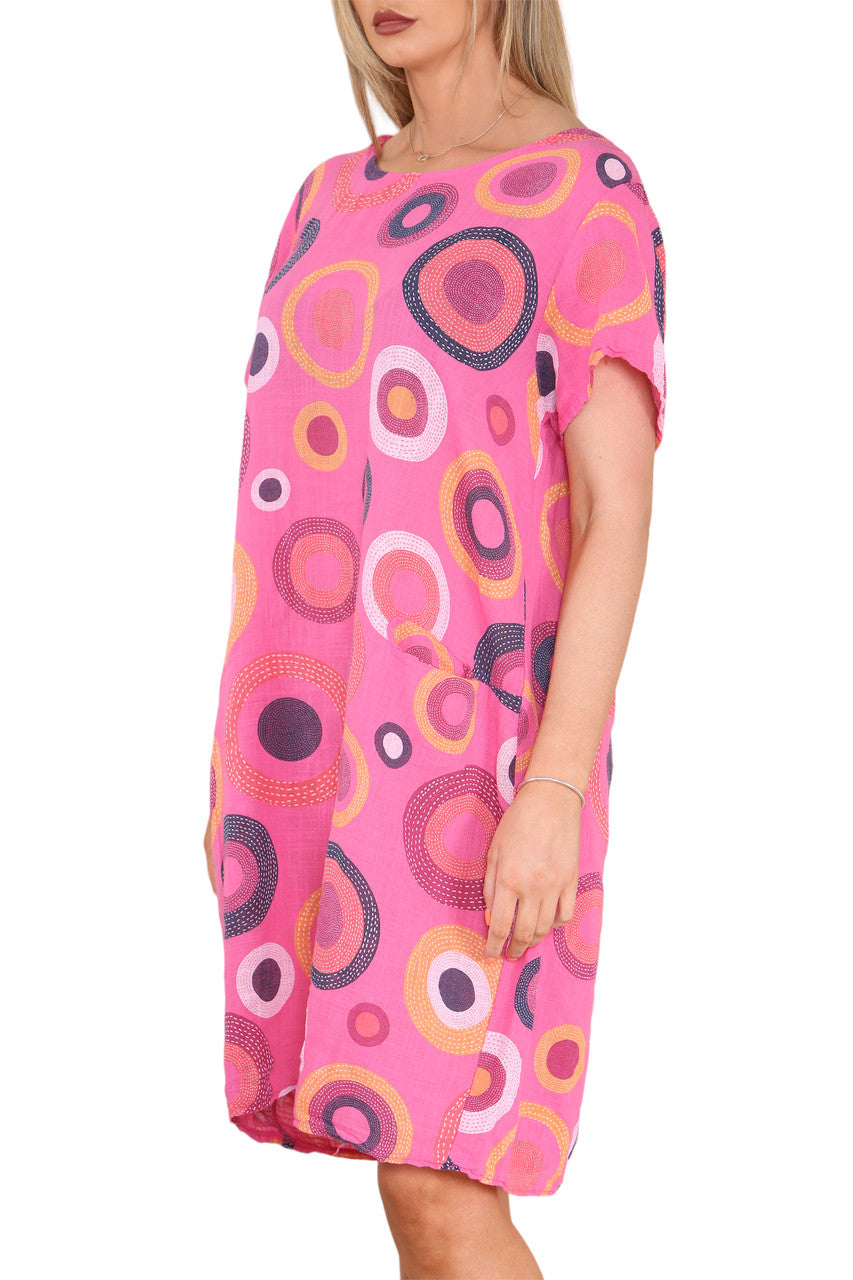 Ladies Circle Tuniekjurk met Printmix Cerise