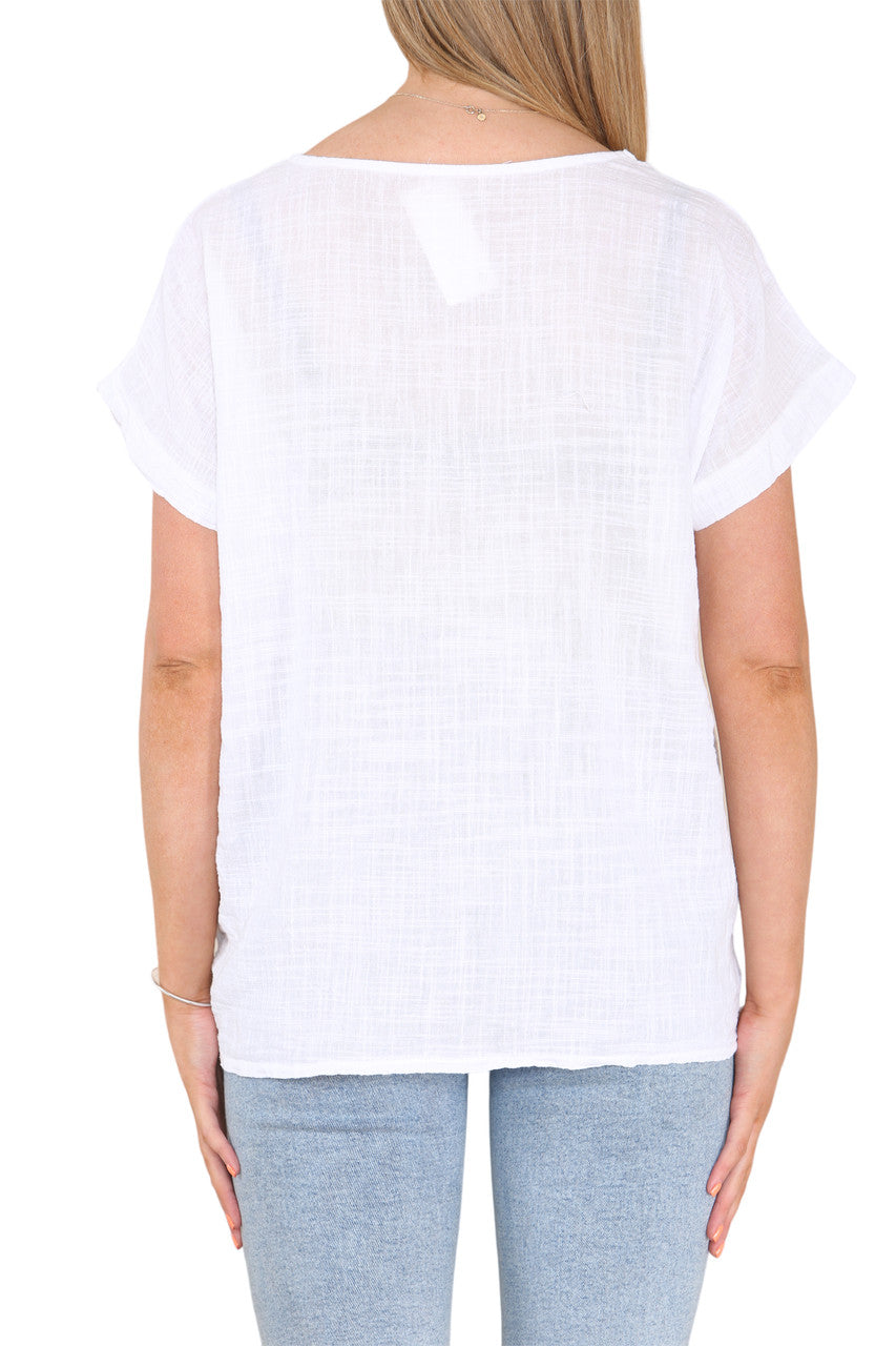 DAISY FLOWER GRAPHIC TOP WHITE