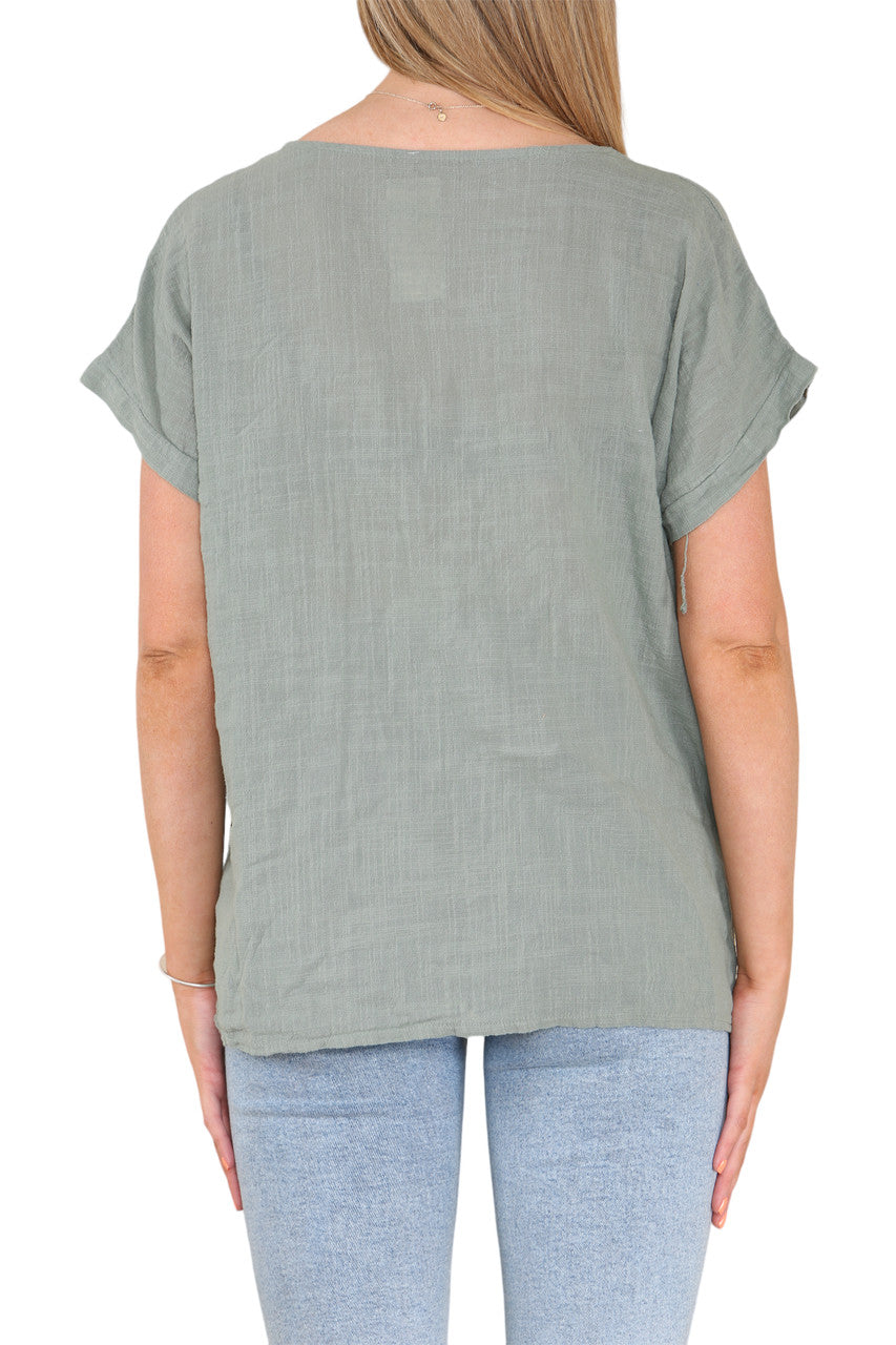DAISY FLOWER GRAPHIC TOP KHAKI
