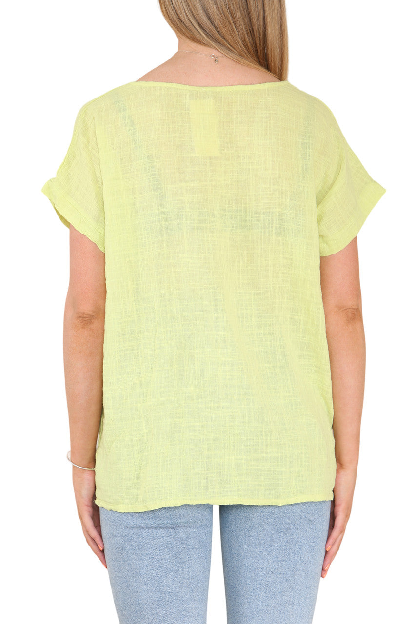 Ladies Daisy Flower Top Lime