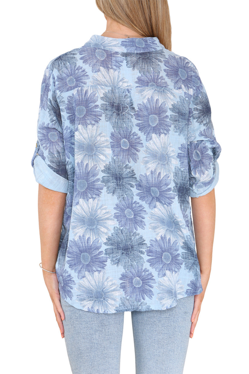 ZONNEBLOEM PRINT OPA-OVERHEMD DENIM