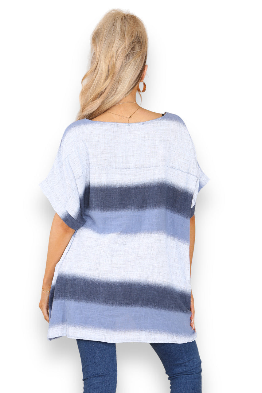 OMBRE PRINT TOP DENIM