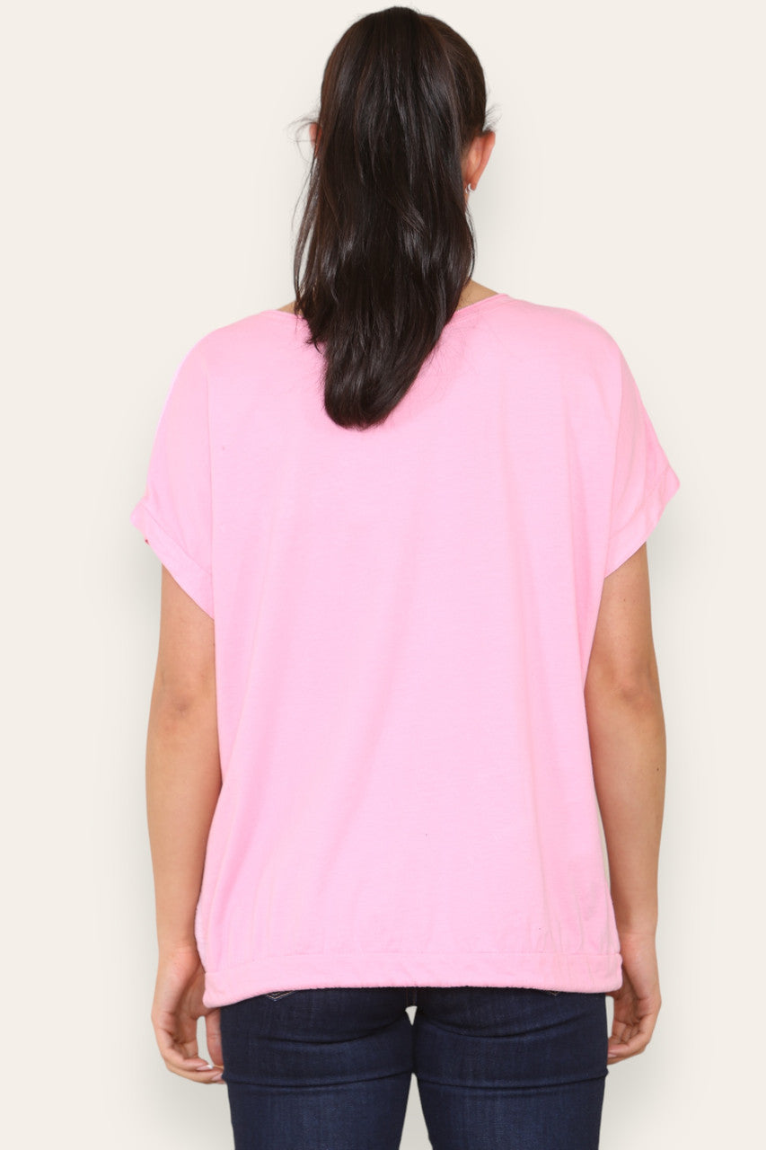 HART BURST GRAFISCHE TOP ROZE