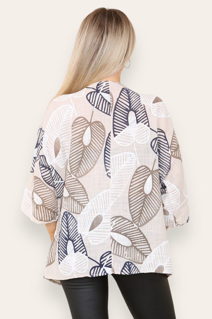 ABSTRACTE BLADPRINT TOP STEEN