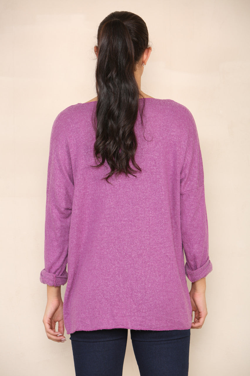 FOIL FEATHERS FINE KNIT JUMPER PURPLE