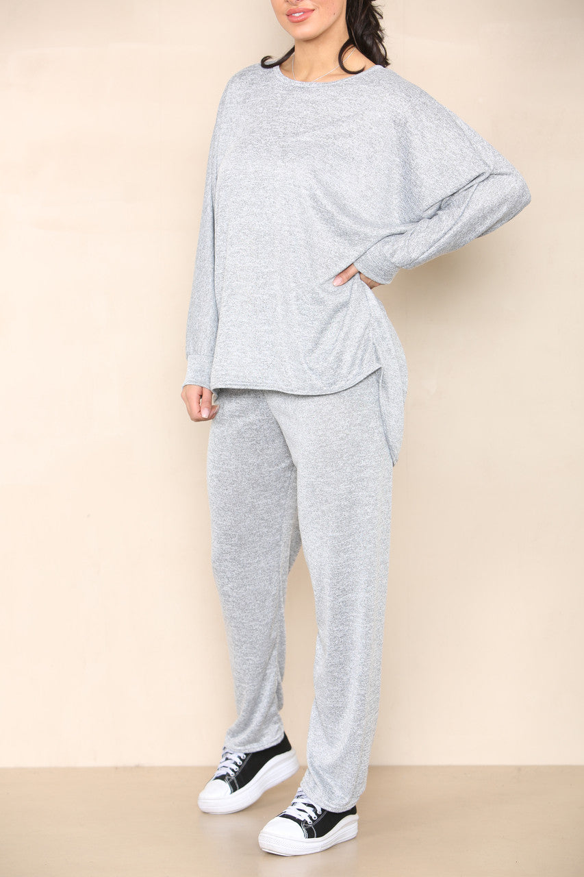 MARL TOP AND TROUSERS SET GREY
