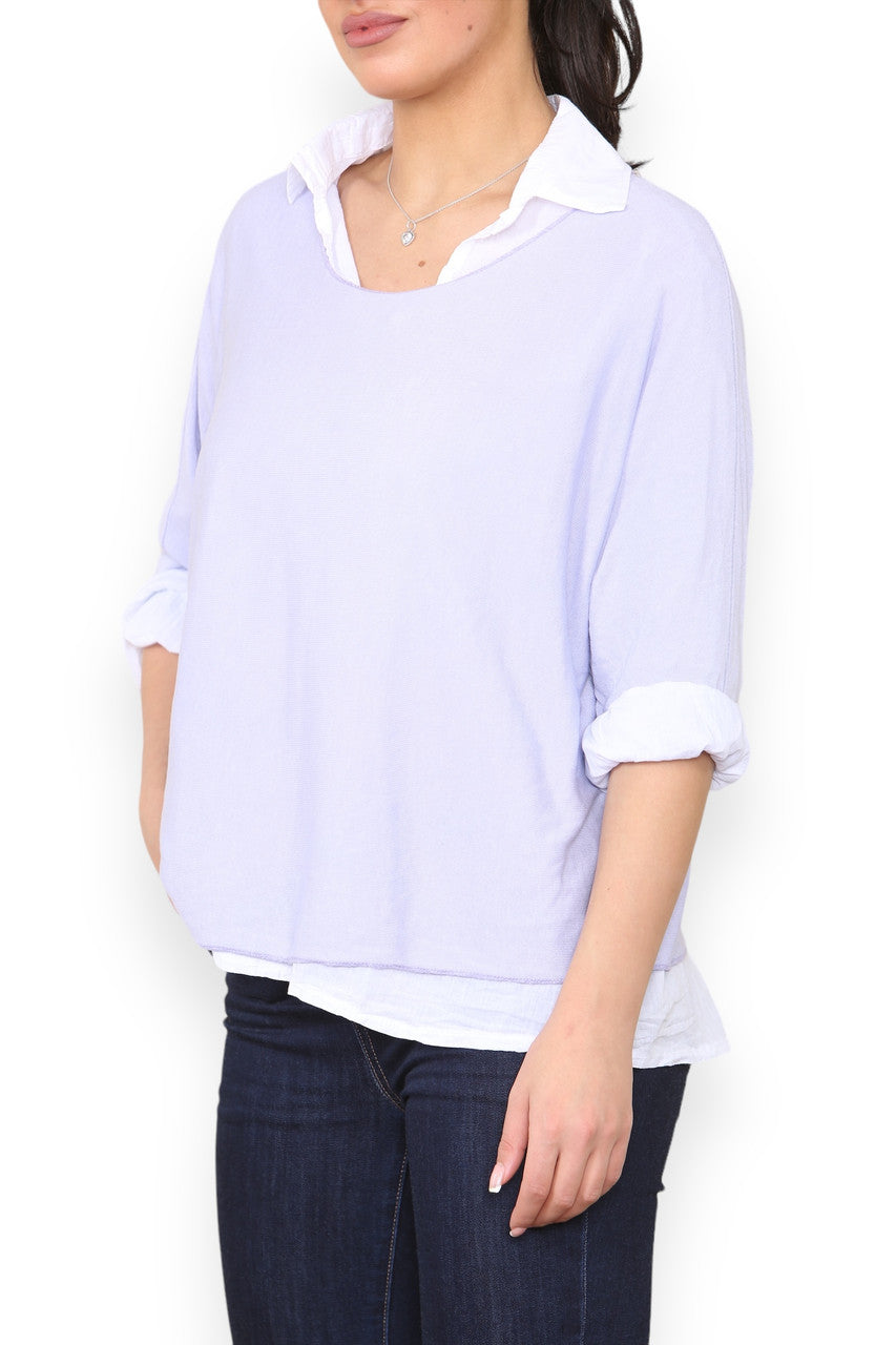 2 IN 1 SHIRT LAYER JUMPER LILAC