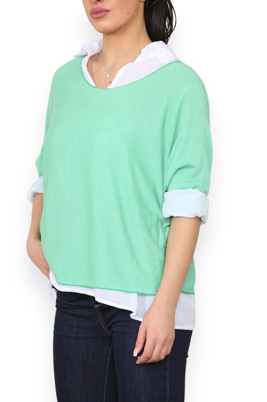 2 IN 1 SHIRT LAYER JUMPER GREEN