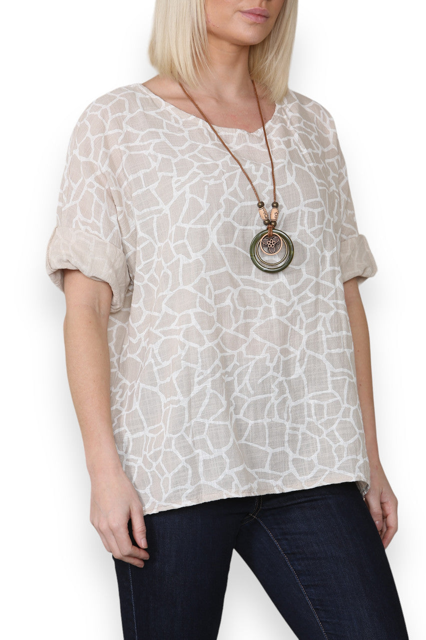 CRACK EFFECT PRINT TOP ORANGE STONE