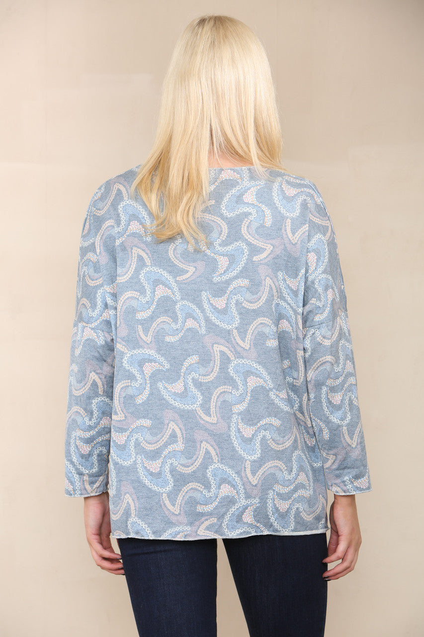 PAISLEY SWIRLS FINE KNIT TOP DENIM