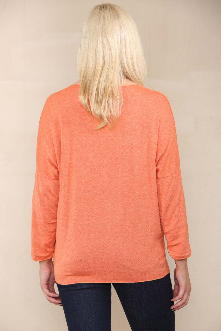 PLAIN FINE KNIT TOP ORANGE