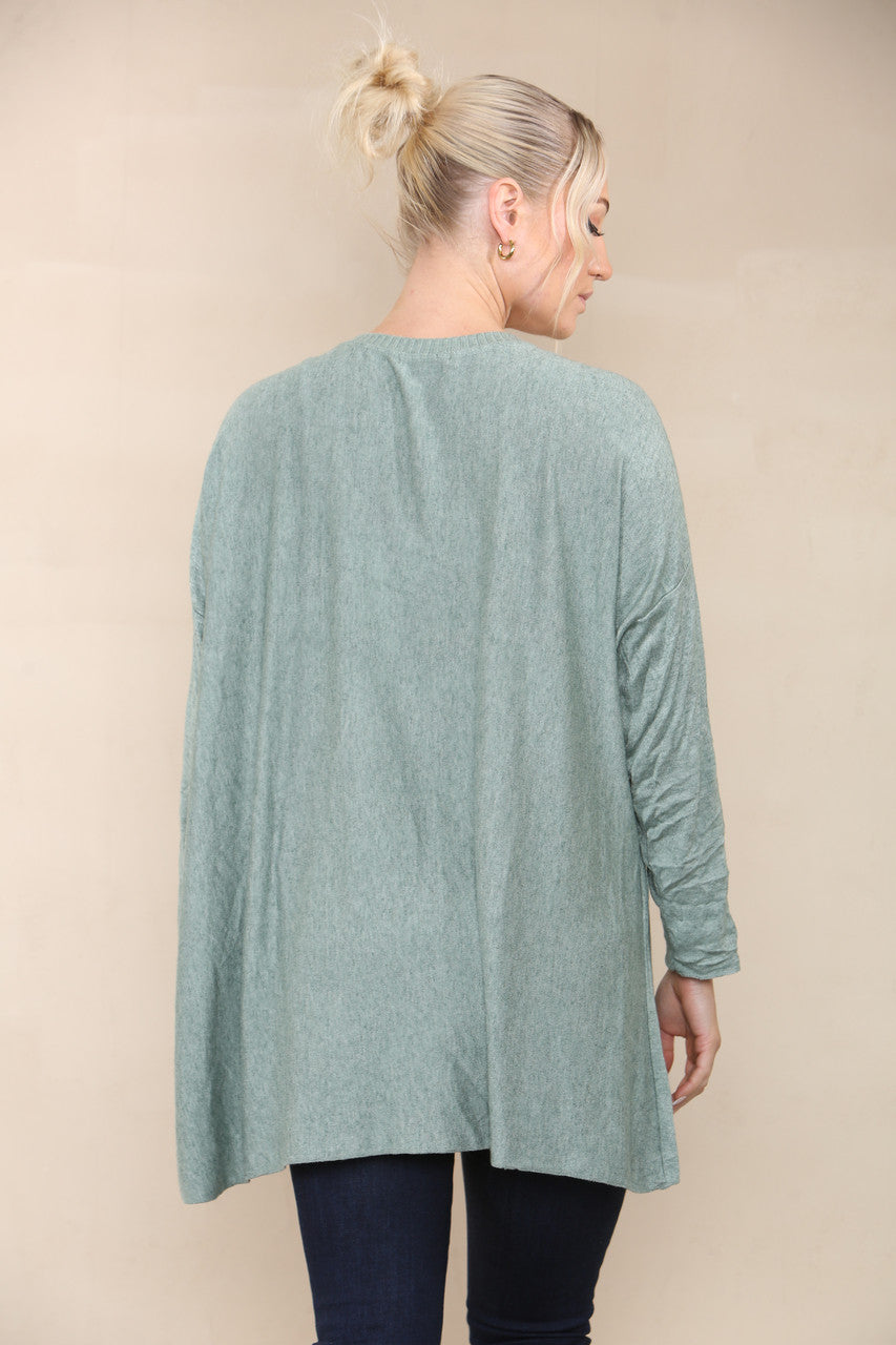 STAR SEQUIN FOIL FINE KNIT TOP KHAKI