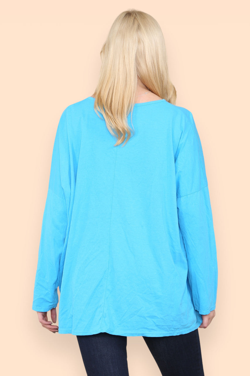 HEART CHAIN GRAPHIC TOP TURQUOISE