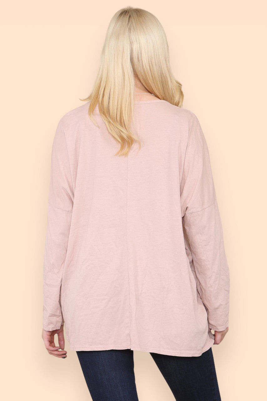 HEART CHAIN GRAPHIC TOP DUSTY PINK