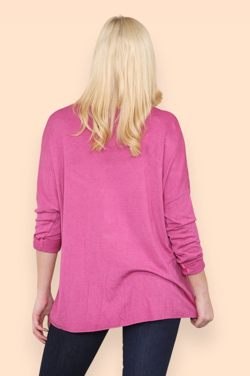 DANDELION OUTLINE FINE KNIT TOP CERISE