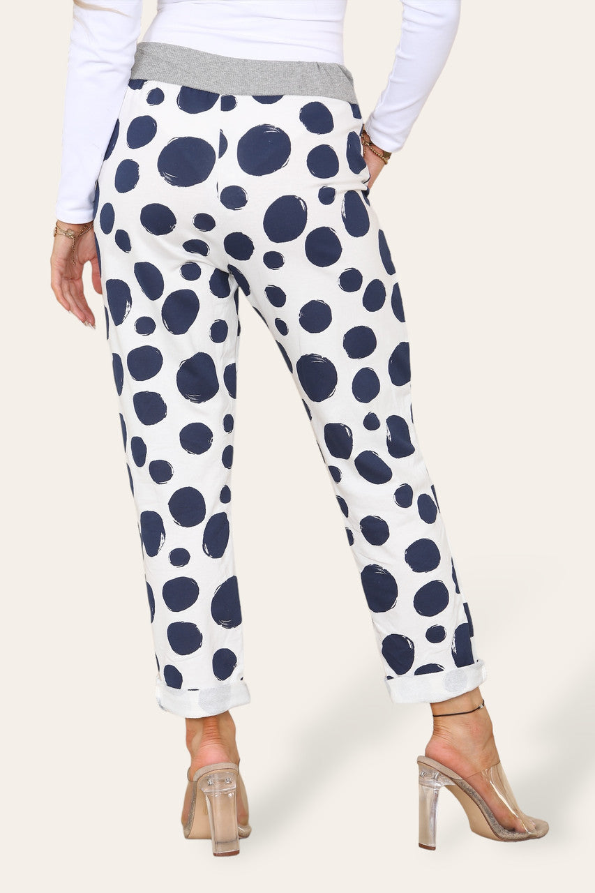 SPOT PRINT JOGGING PANT TROUSERS WHITE