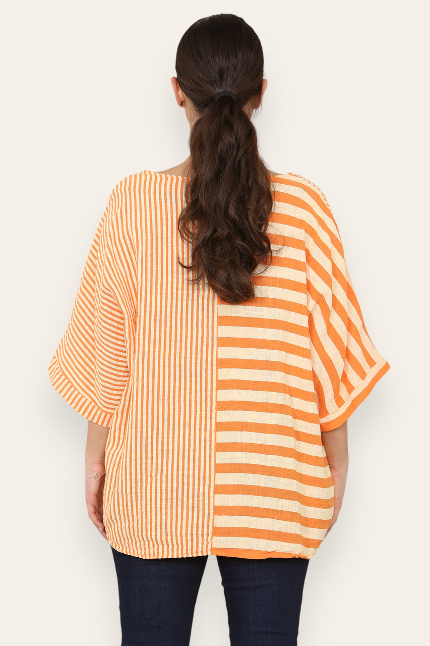 STRIPE BLOCK PRINT TOP ORANGE