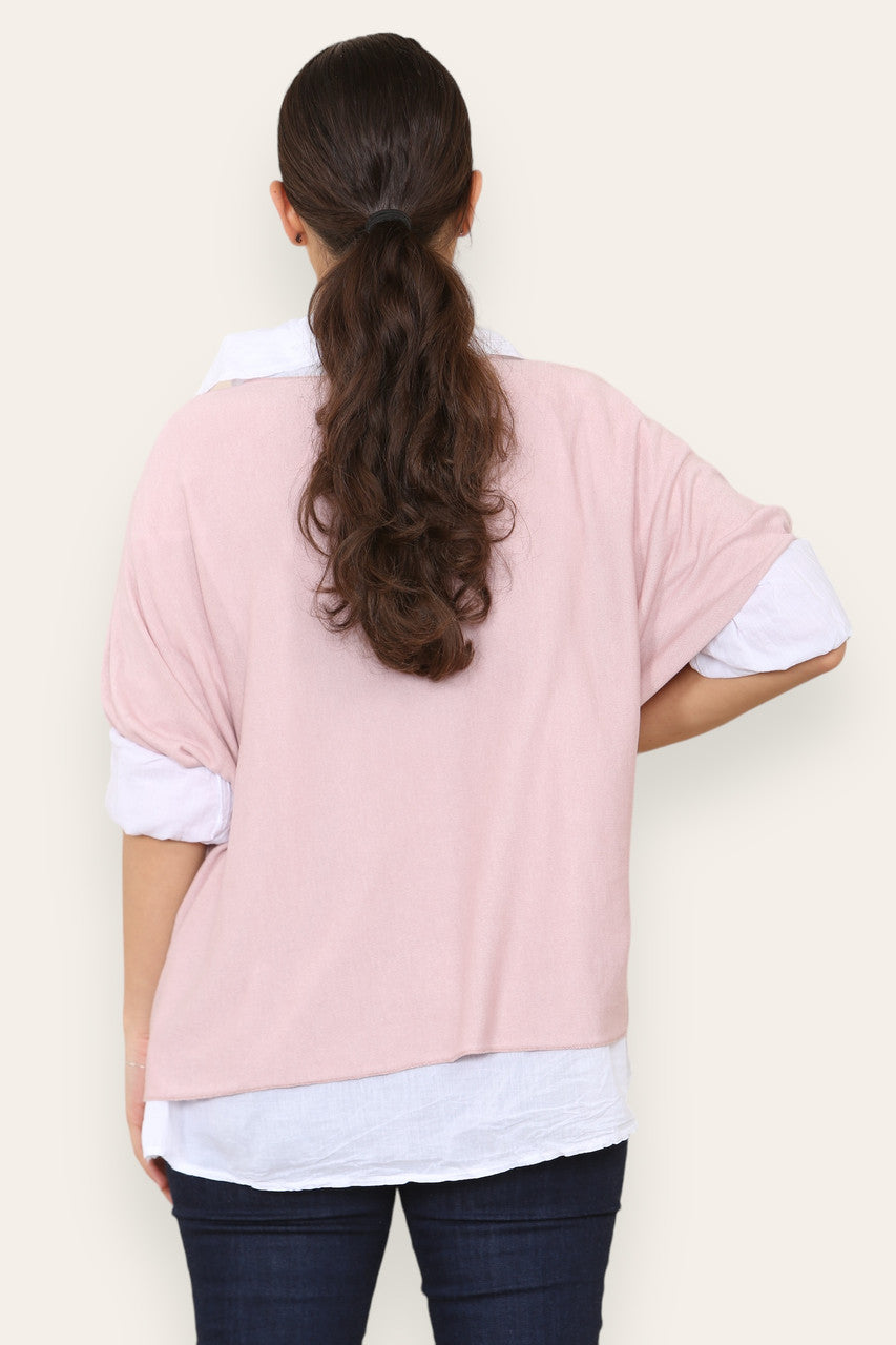 2 IN 1 SHIRT LAYER JUMPER DUSTY PINK