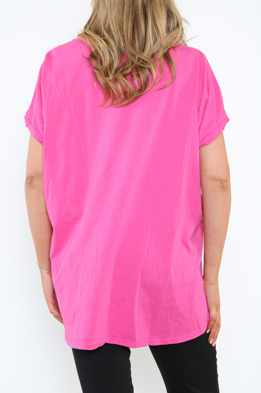 Dames Folie Oog Graphic Top Cerise