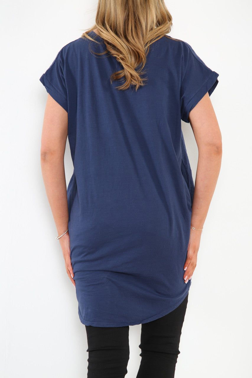 Ladies XO Heart Graphic Top Navy