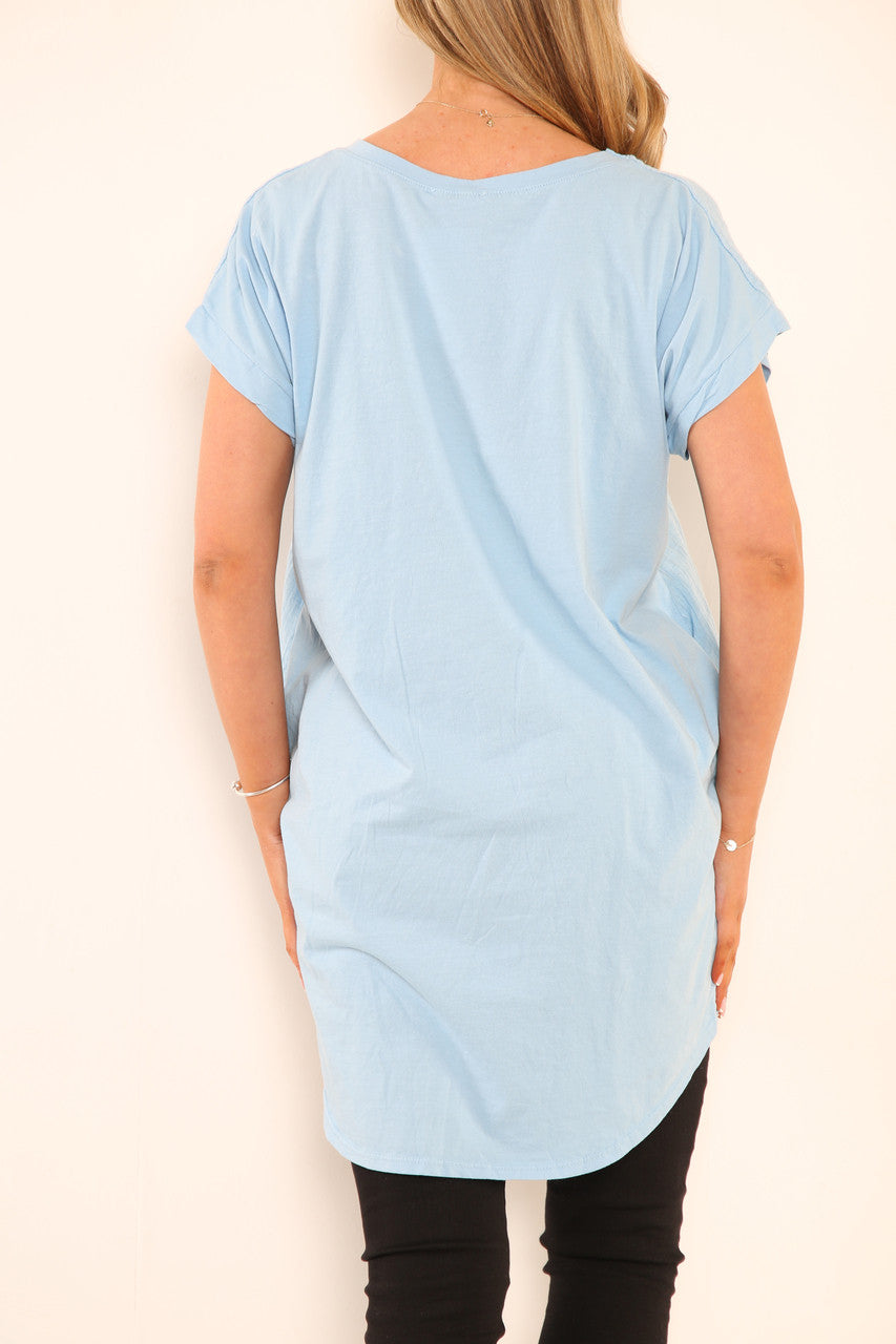 Dames Top met Hartprint Lichtblauw