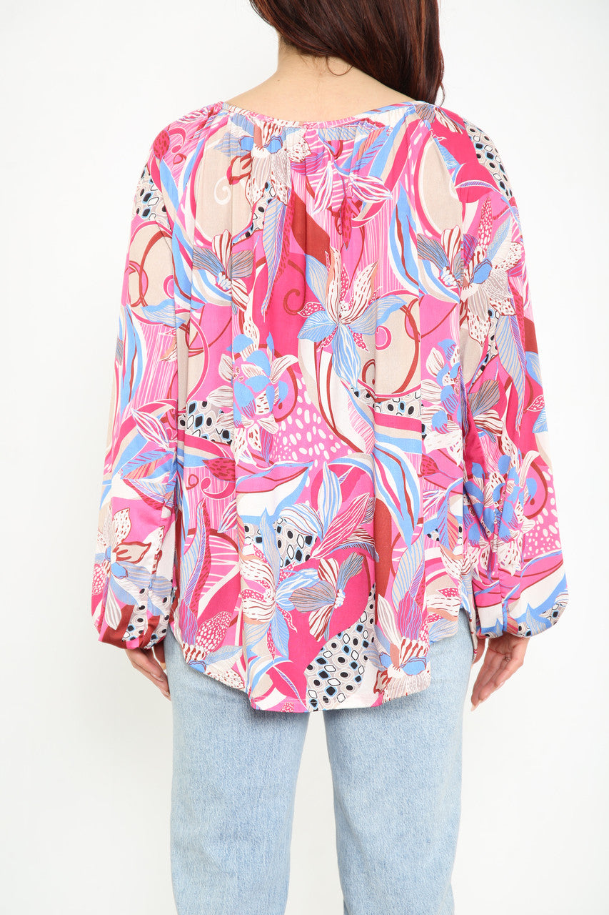Dames Blouse Top met Paisleyprint Slinky Cerise