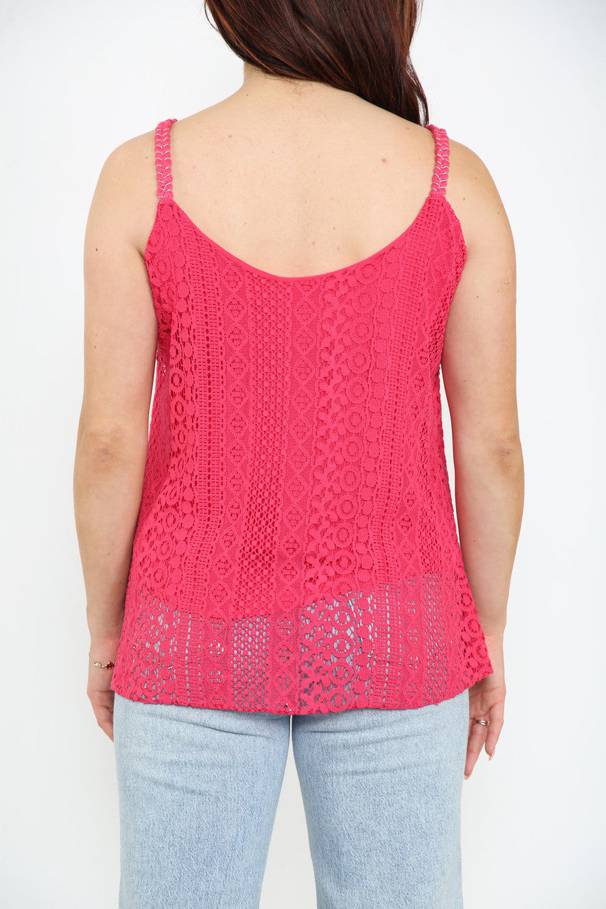 Dames Kanten Singlet Cerise