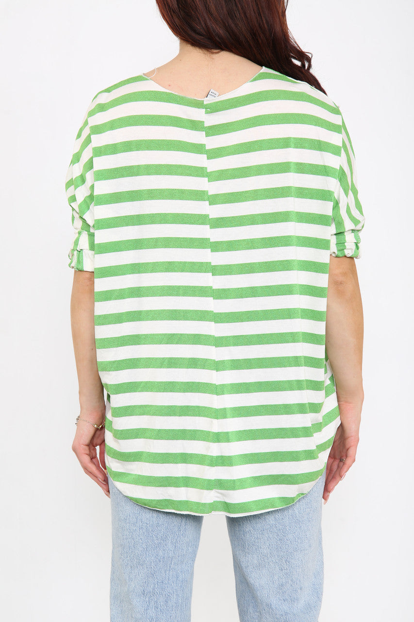 Ladies Striped Top Green