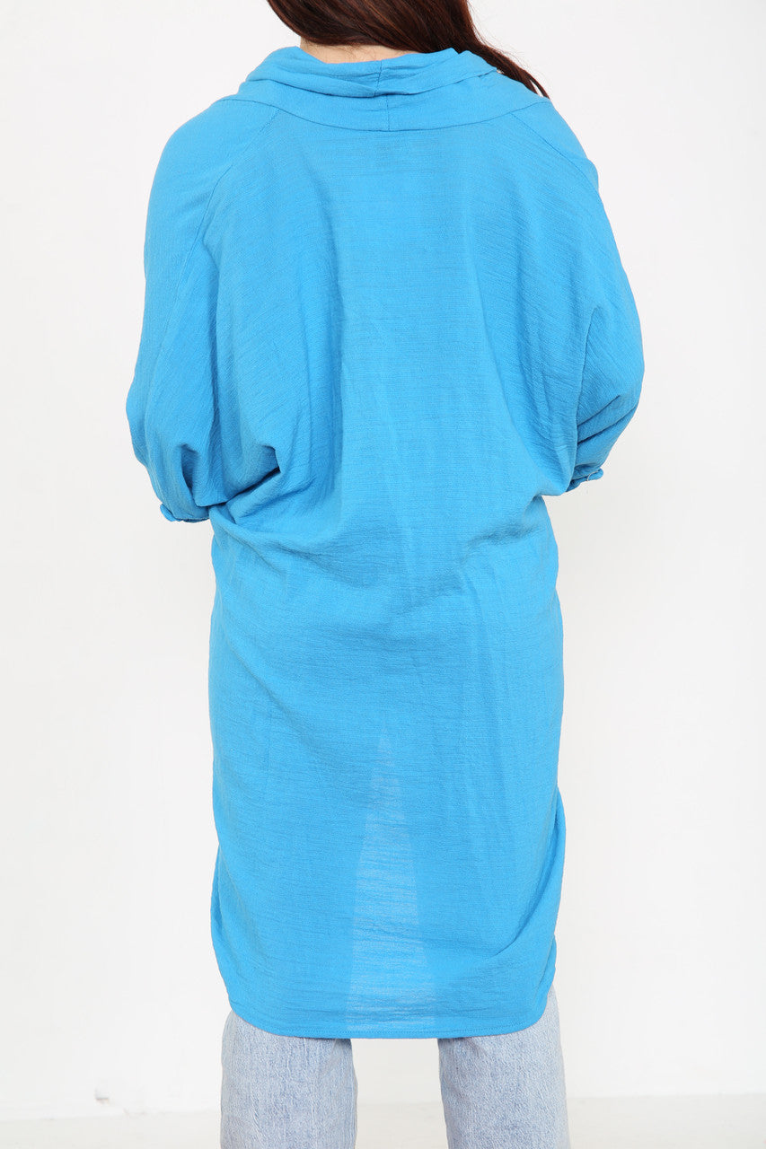 Ladies Draped Wrap Style Cardigan Top Turquoise