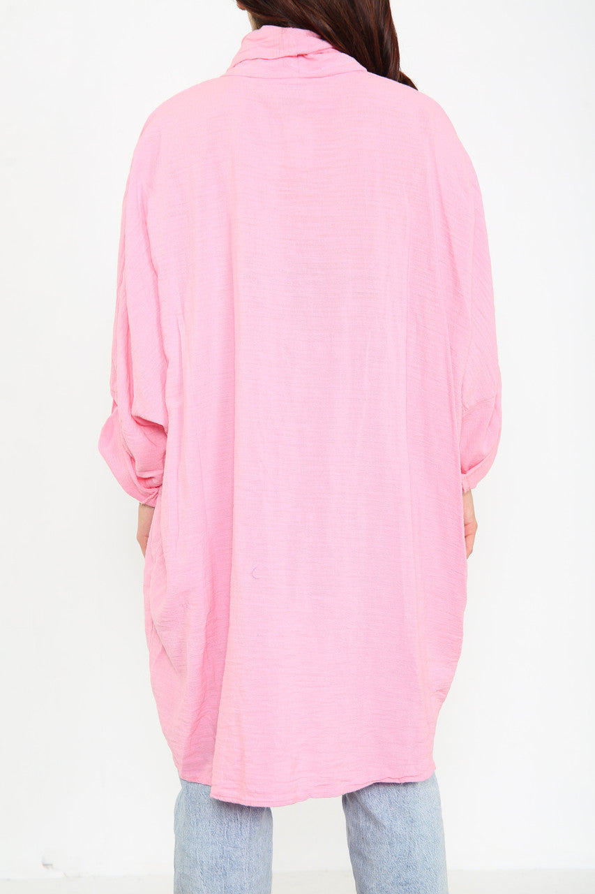 Ladies Draped Wrap Style Cardigan Top Pink
