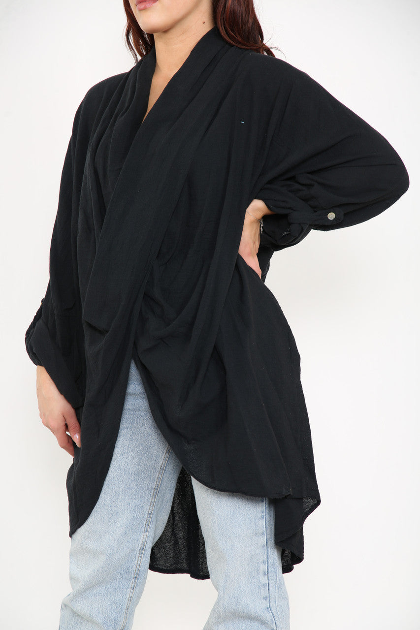 Dames Gedrapeerd Vest Top Zwart